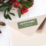 Merry Bright Retro Green Christmas Retour Adres Etiket<br><div class="desc">"Merry Bright Retro Red Christmas Return Address labels" zijn een perfecte mix van modern minimalisme en retro charme! Deze labels hebben een vet, opvallend rood en wit kleurenpalet, ideaal voor het toevoegen van een feestelijk tintje aan uw vakantiemail. Ze zijn ontworpen met strakke, moderne, op retro geïnspireerde typografie en een...</div>
