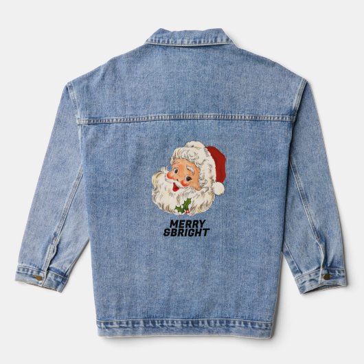 MERRY & BRIGHT  Retro Jolly Kerstmis Denim Jacket (Achterkant)