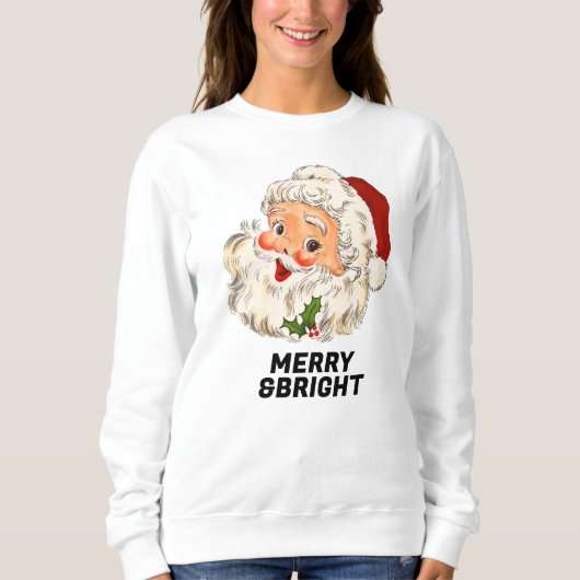 MERRY & BRIGHT  Retro Jolly Kerstmis Trui (Voorkant)