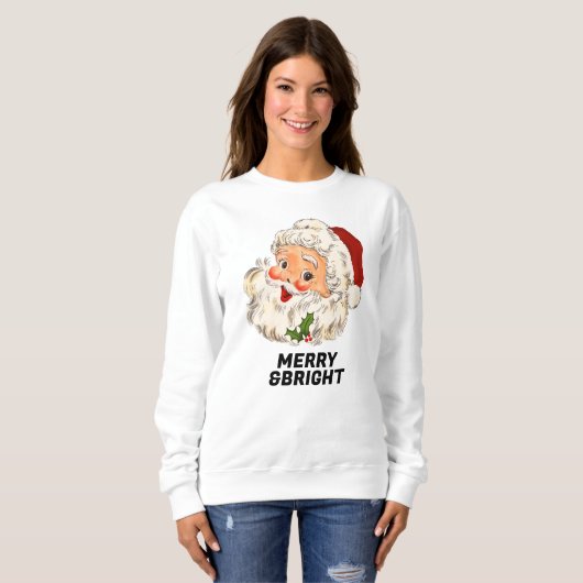 MERRY & BRIGHT  Retro Jolly Kerstmis Trui (Voorkant volledig)