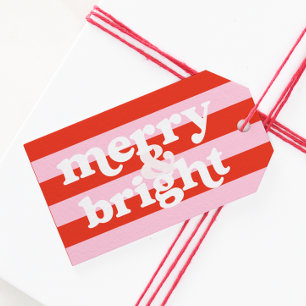 Merry & Bright Retro Kerstcadeau Label Cadeaulabel