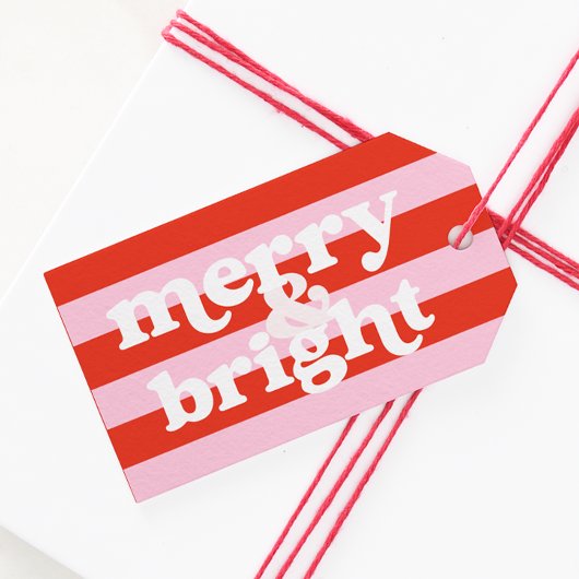 Merry & Bright Retro Kerstcadeau Label Cadeaulabel