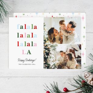 Merry & Bright Retro Kerstkaart voor het hele gezi
