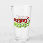 Merry & Bright - Retro Kerstmis Prettige feestdage Glas (Achterkant)