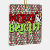 Merry & Bright - Retro Kerstmis Prettige feestdage Keramisch Ornament (Rechts)