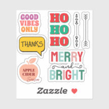 Merry & Bright—Retro Kerststickerset