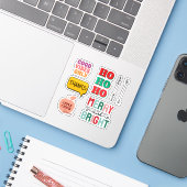 Merry & Bright—Retro Kerststickerset Sticker (Laptop met iPhone)