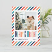 Merry & Bright Retro Kleurrijke Strepen Foto (Staand voorkant)