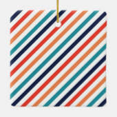 Merry & Bright Retro Kleurrijke Strepen Foto Keramisch Ornament (Achterkant)