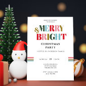 Merry & Bright Retro Kleurrijke Witte Kerstfeest Kaart