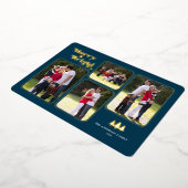 Merry & Bright Retro Photo Blue-kerstgoud Folie Feestdagenkaart (Gedraaid)