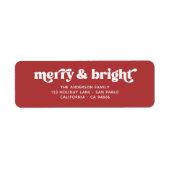 Merry Bright Retro Red Christmas Retour Adres Etiket (Voorkant)