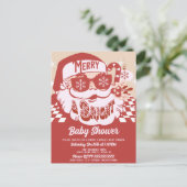 Merry Bright Retro Santa kerstBaby shower Red Briefkaart (Staand voorkant)