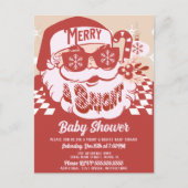 Merry Bright Retro Santa kerstBaby shower Red Briefkaart (Voorkant)