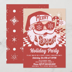 Merry Bright Retro Santa Kerstparty Kaart