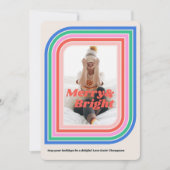 Merry & Bright Retro Stripe Holiday-fotokaart Kaart (Voorkant)