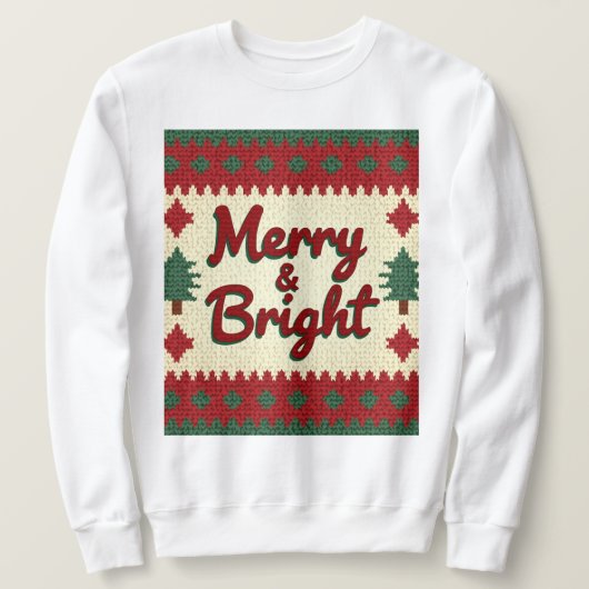 Merry & Bright Retro Ugly Christmas Sweater Patter (Design voorkant)