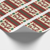 Merry & Bright Retro Ugly Christmas Wrapping Paper Cadeaupapier (Hoek)