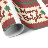 Merry & Bright Retro Ugly Christmas Wrapping Paper Cadeaupapier (Rol Hoek)