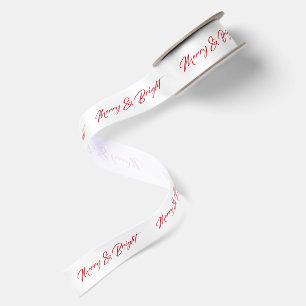 Merry & Bright Rode Retro Typografie Satijnen Lint