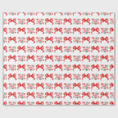 Merry & Bright Rode Strikken Kerstvakantie Cadeaupapier (Vlak)