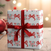 Merry & Bright Rode Strikken Kerstvakantie Cadeaupapier