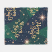 Merry & Bright Rose Gold Glitter Christmas Holiday Fleece Deken (Voorkant (Horizontaal))