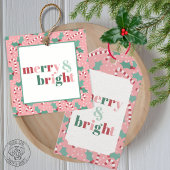 Merry & Bright Roze Candy Cane Cadeaulabel