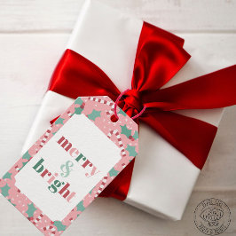 Merry & Bright Roze Candy Cane Cadeaulabel