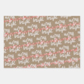 Merry & Bright Roze kerstboom Lights Kraft Inpakpapier Vel (Voorkant 3)