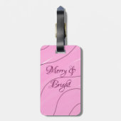 Merry & Bright roze krullende doodle design girly  Bagagelabel (Achterkant verticaal)