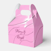 Merry & Bright roze krullende doodle design girly  Bedankdoosjes (Achterkant)