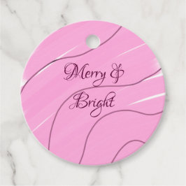Merry & Bright roze krullende doodle design girly  Bedankjes Labels