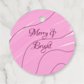 Merry & Bright roze krullende doodle design girly  Bedankjes Labels (Achterkant)
