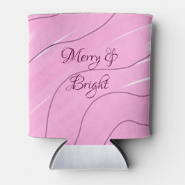 Merry & Bright roze krullende doodle design girly  Blikjeskoeler