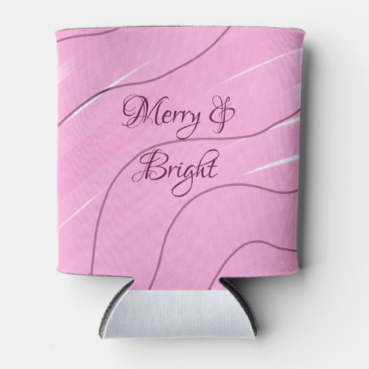Merry & Bright roze krullende doodle design girly  Blikjeskoeler (Voorkant)