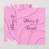 Merry & Bright roze krullende doodle design girly  Briefkaart (Voorkant / Achterkant)