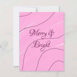 Merry & Bright roze krullende doodle design girly Briefkaart