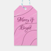 Merry & Bright roze krullende doodle design girly  Cadeaulabel (Achterkant)