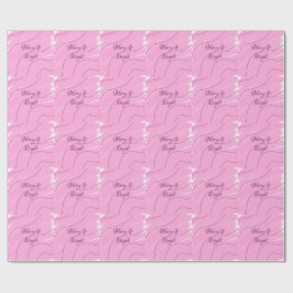 Merry & Bright roze krullende doodle design girly  Cadeaupapier
