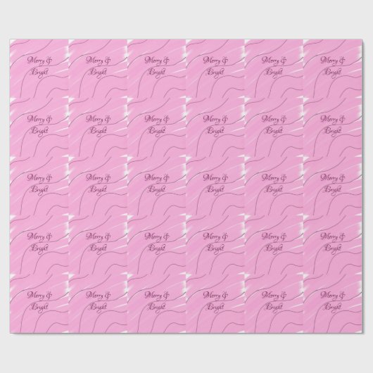 Merry & Bright roze krullende doodle design girly  Cadeaupapier (Vlak)