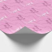 Merry & Bright roze krullende doodle design girly  Cadeaupapier (Hoek)