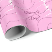 Merry & Bright roze krullende doodle design girly  Cadeaupapier (Rol Hoek)