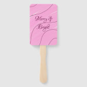 Merry & Bright roze krullende doodle design girly  Handwaaier (Achterkant)