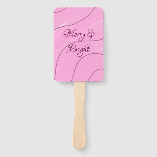 Merry & Bright roze krullende doodle design girly  Handwaaier (Voorkant)