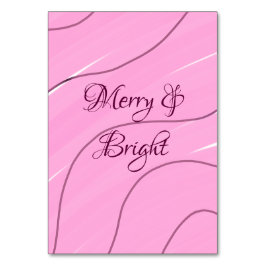 Merry & Bright roze krullende doodle design girly  Kaart