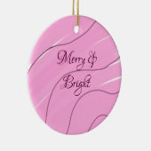 Merry & Bright roze krullende doodle design girly  Keramisch Ornament (Rechts)