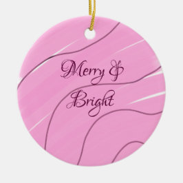 Merry & Bright roze krullende doodle design girly  Keramisch Ornament