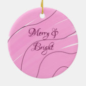 Merry & Bright roze krullende doodle design girly  Keramisch Ornament (Achterkant)