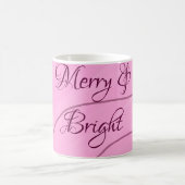 Merry & Bright roze krullende doodle design girly  Koffiemok (Center)
